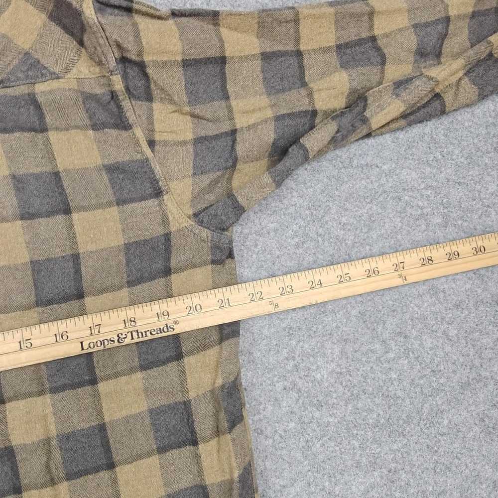 Ariat Flannel Shirt Mens Large Beige Plaid Cotton Long Sleeve Snap Western - Picture 9 of 10